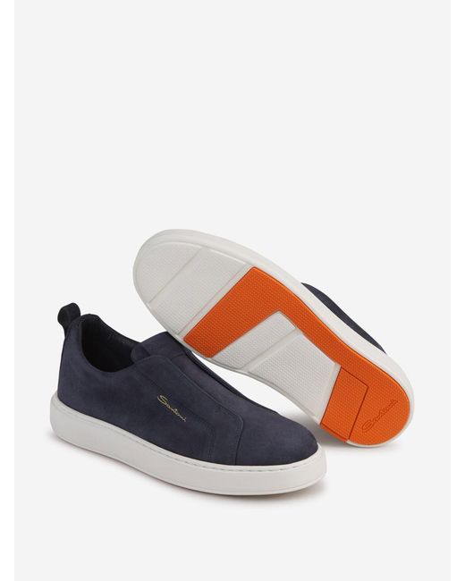 Santoni Blue Slip-on Sneakers for men