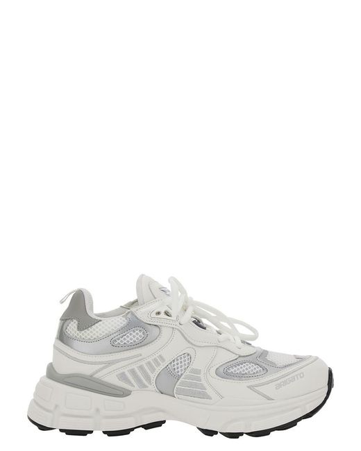Axel Arigato 'marathon Ghost Runner' White Low Top Sneakers With Reflectivce Details In Leather Blend Woman