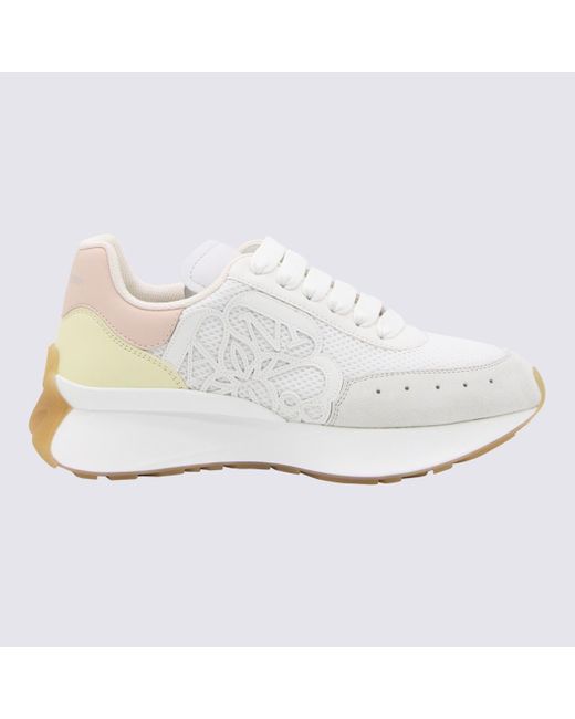 Alexander McQueen White Pink And Yellow Sprint Runner Sneakers