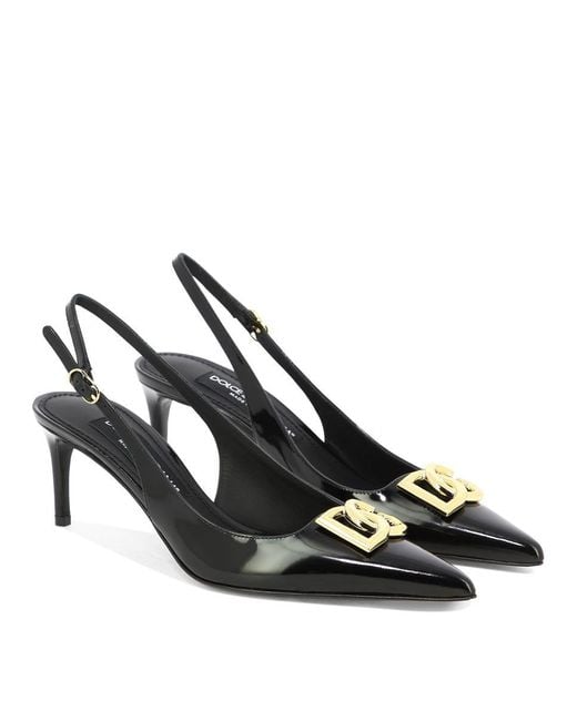 Dolce And Gabbana Slingbacks With Logo In Black Lyst