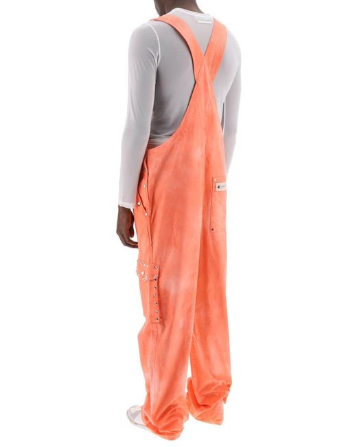 Acne Orange Cotton Overalls With Studs for men