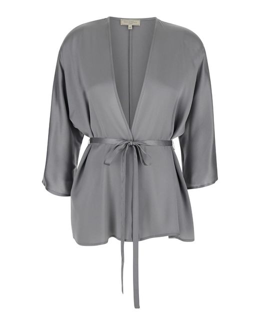 Antonelli Gray 'bella Donna' Kimono With Waistband Closure In Technical Fabric Woman