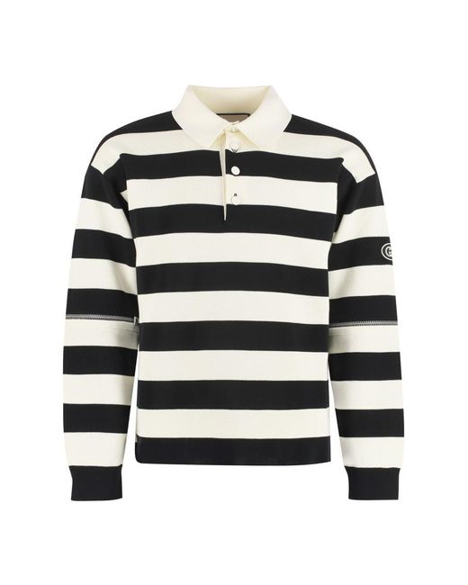 Gucci Black Catwalk Look 50 Striped Knitted Polo Shirt for men