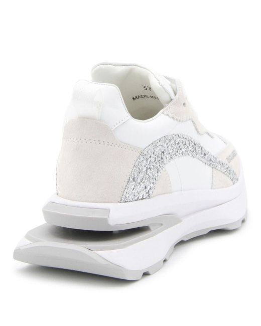 DSquared² White Ivory, Beige And Silver-tone Suede Sneakers