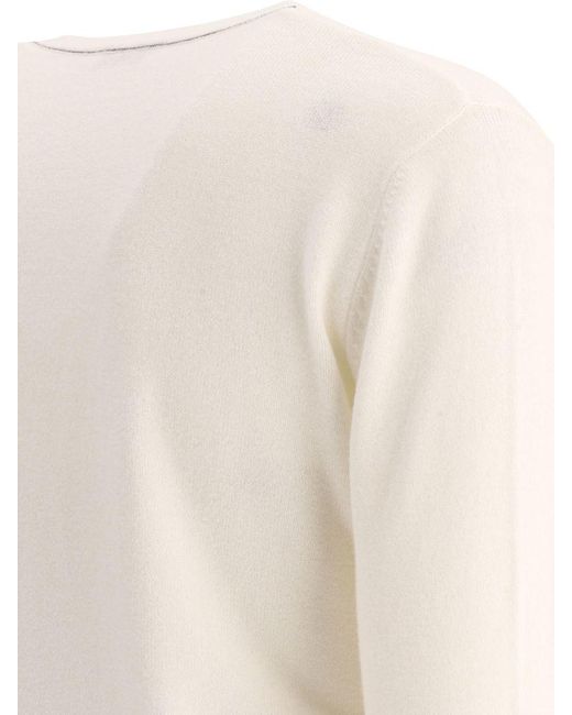 Brunello Cucinelli White Cashmere Sweater With Monili