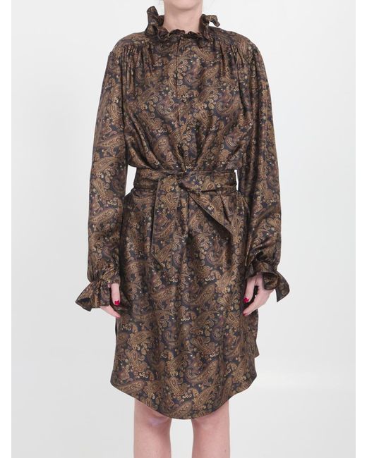Saint Laurent Paisly Dress in Brown | Lyst Canada