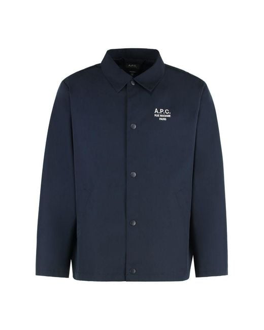 A.P.C. Blue Regis Cotton Blend Overshirt for men