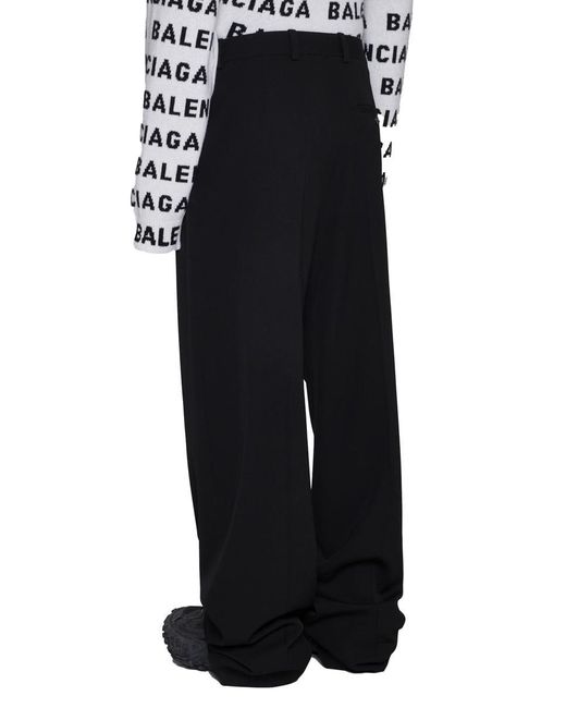 Balenciaga Black Wool Trousers for men