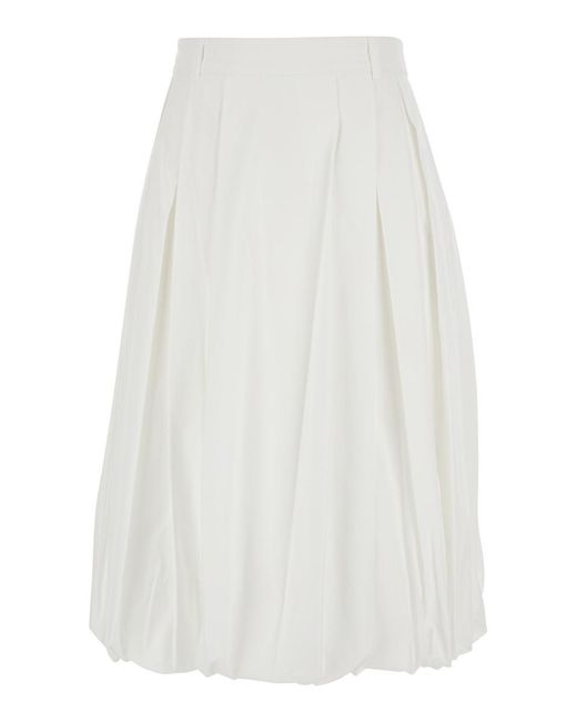 DUNST White Skirt With Balloon Design And Pleated Details