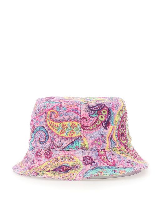 Etro Pink Bucket Hat With Logo Embossing