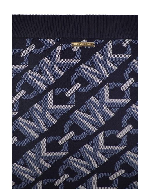 Michael Kors Blue Jacquard Logo Miniskirt