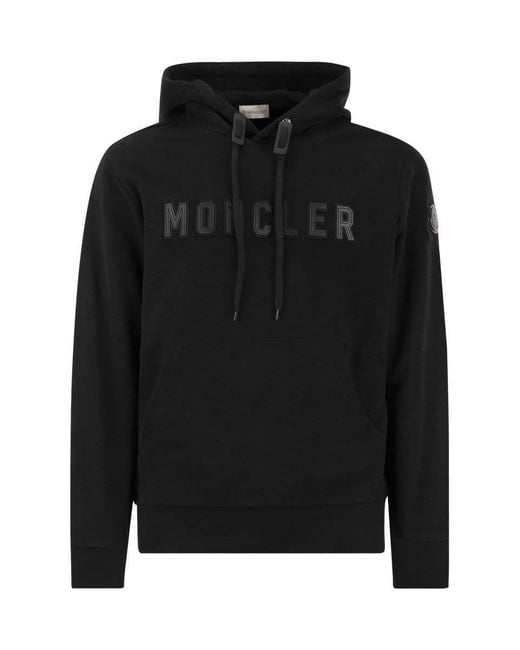 Moncler Black Logo-printed Hoodie for men