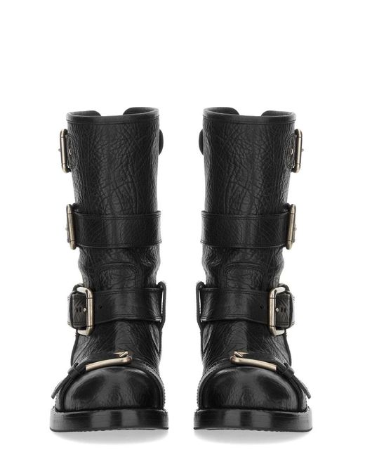 Dolce & Gabbana Black Leather Boot With Buckles