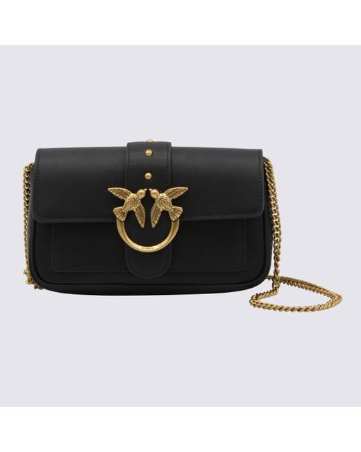 Pinko Black Leather Love One Pocket Crossbody Bag Lyst