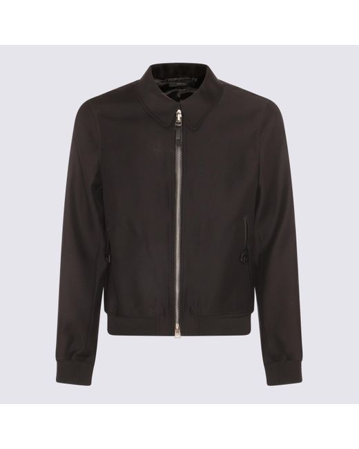 Tom Ford Black Wool-Silk Blend Casual Jacket for men