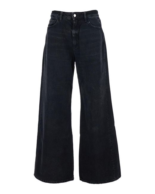 ICON DENIM 'debby' Black Jeans With Wide Leg And Logo Patch On The Rear ...