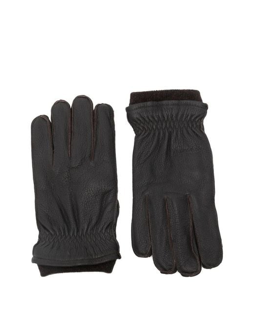 Barbour Black Highfield Leather Gloves for men