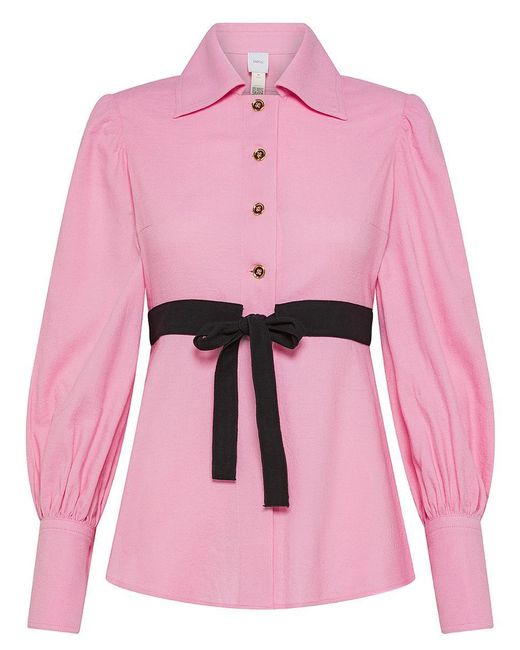 Patou Pink Viscose And Cotton Shirt With Belt