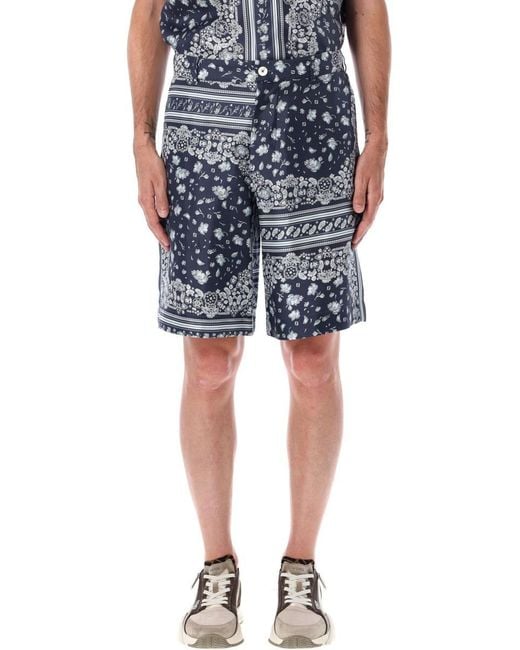 Fendi Blue Silk Shorts for men