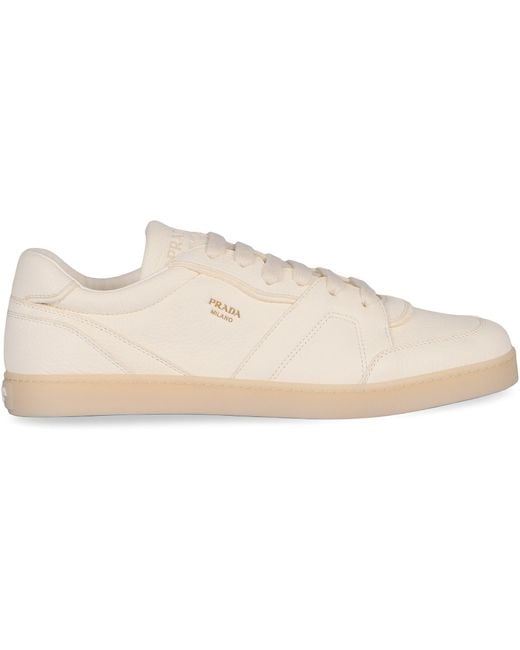 Prada Pink Low-Top Leather Sneakers for men