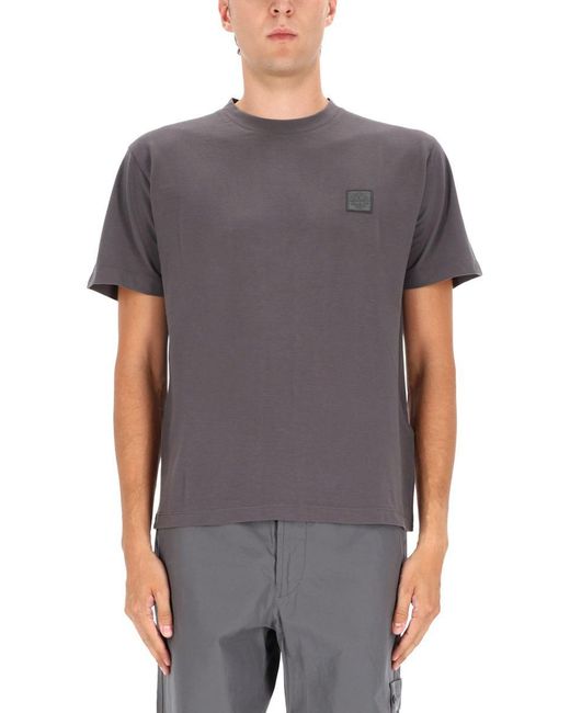 Stone Island Gray T-shirt With Logo for men
