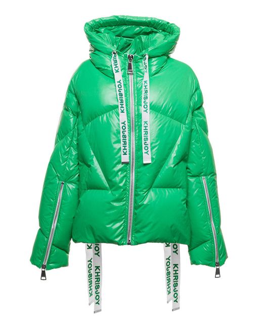 Khrisjoy Synthetic Iconic Shiny Down Jacket In Patent Technical Fabric