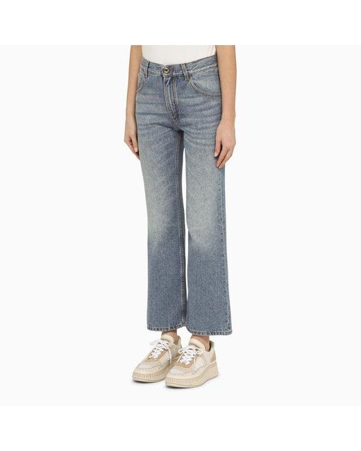 Chloé Blue Washed-Effect Cropped Denim Jeans