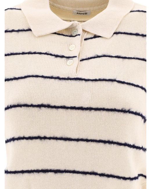 Aspesi Natural Striped Polo Shirt