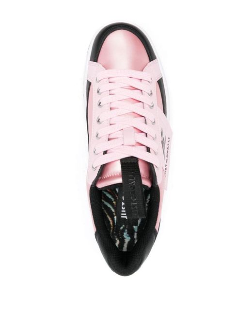 Just Cavalli Pink Logo-patch Panelled Sneakers