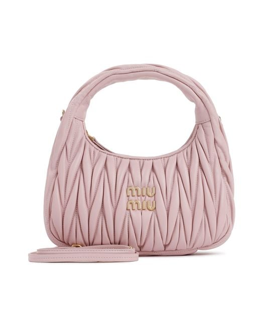 Miu Miu Leather Wander Hobo Bag in Pink & Purple (Pink) Lyst