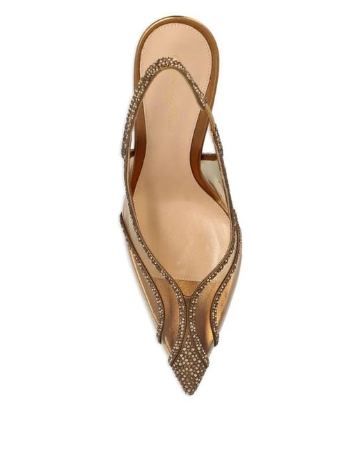 Gianvito Rossi Metallic Brenda Crystal Pumps With Slingback