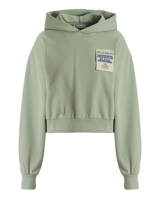 JW Anderson 'care Label' Cropped Hoodie in Green | Lyst