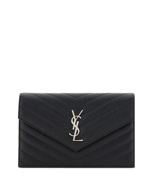 Saint Laurent Black Cassandre Envelope Cross Body Bag