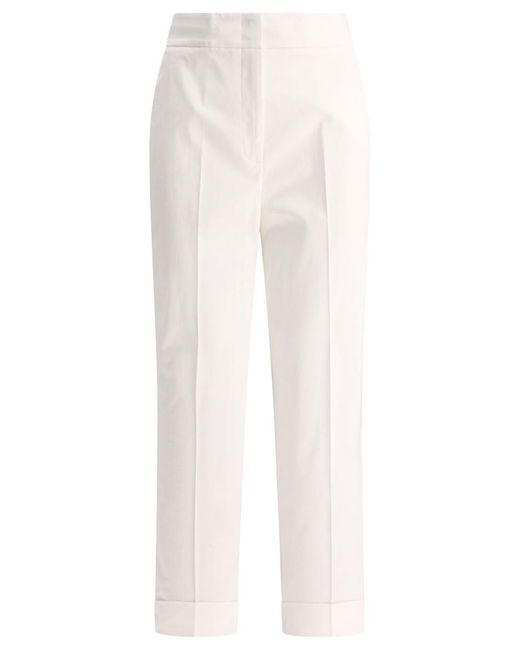 Peserico White Turned-up Trousers
