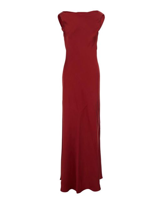 Antonelli Red 'Mara' Long Dress With Draped Neckline