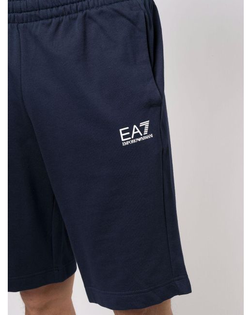 EA7 Cotton Shorts Blue for Men | Lyst