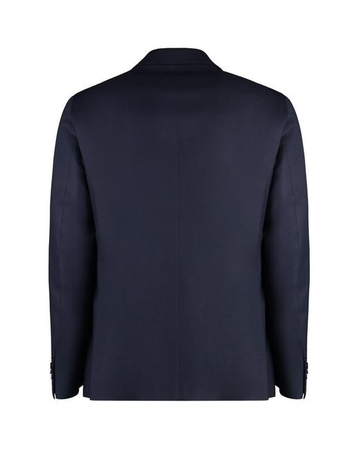 Tagliatore Blue Double-Breasted Virgin Wool Jacket for men