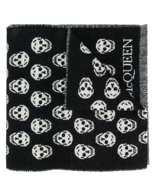 Alexander McQueen Wool Sciarpa Reversibile Accessories in Black | Lyst