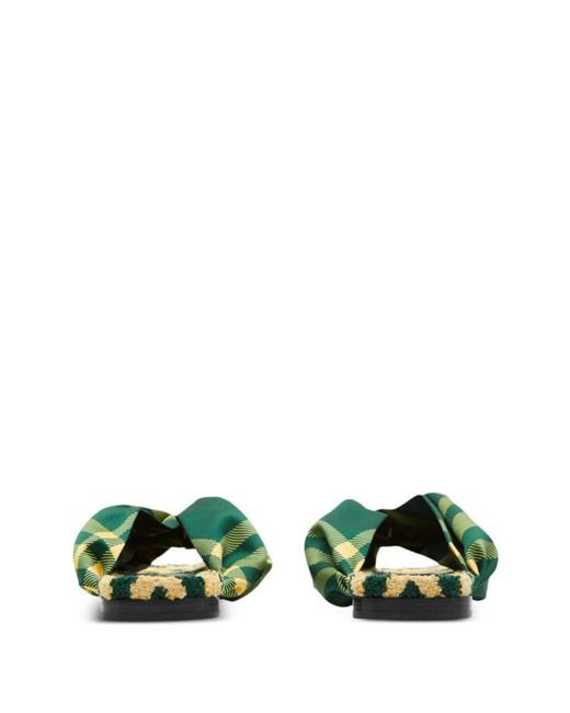 Burberry Green Pool Check Thong Sandals