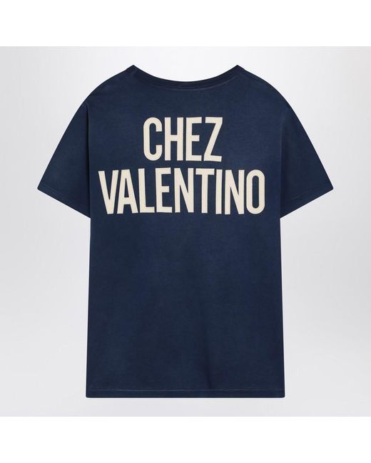 Tシャツ・カットソー Valentino Garavani 'Chez Valentino' T-shirt Blue Chez Valentino cotton jersey T-shirt in blue - Valentino