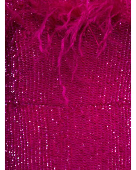 retroféte Pink Hot Torin Sequin Feather Dress