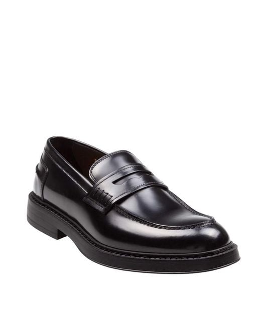 Doucal's Black Leather Loafer for men