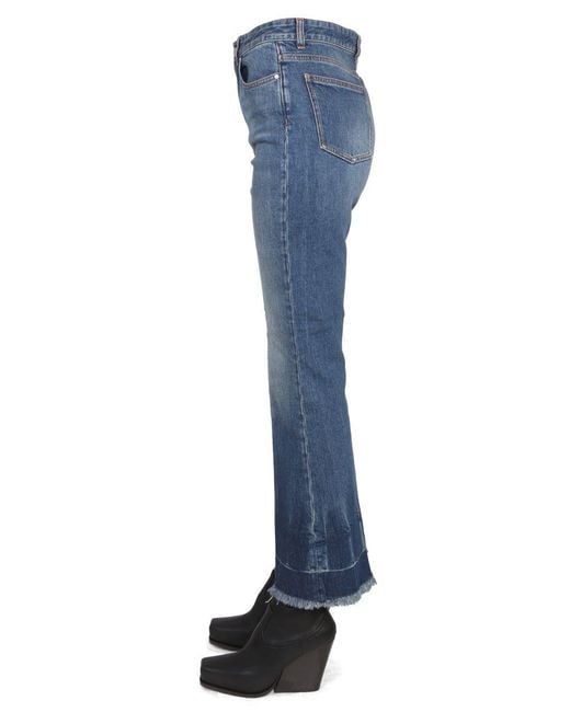 Stella McCartney Blue Frayed-edge Cropped Jeans