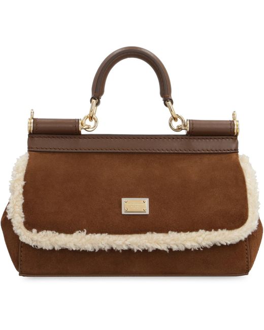 Dolce & Gabbana Brown Sicily Suede Handbag