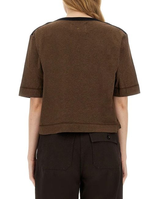 Margaret Howell Brown Cropped T-Shirt