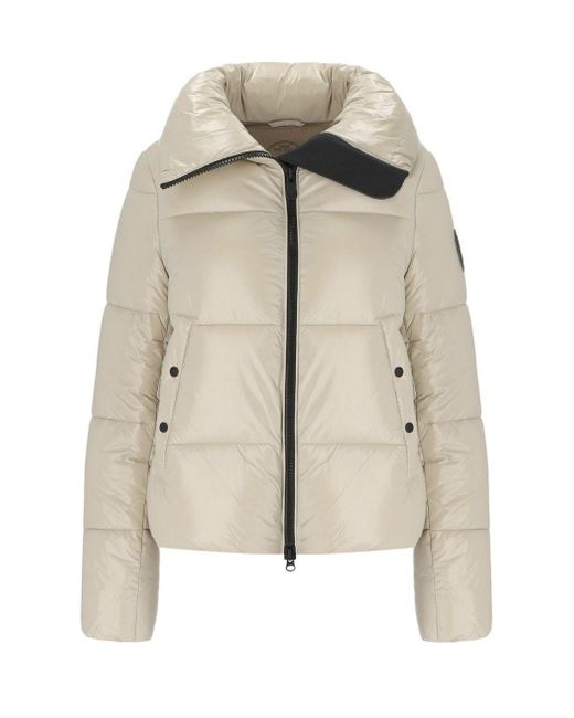Woolrich Natural Alsea Taupe Short Hooded Down Jacket