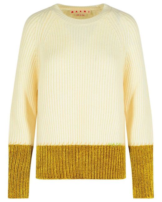Marni Yellow Ivory Virgin Wool Sweater