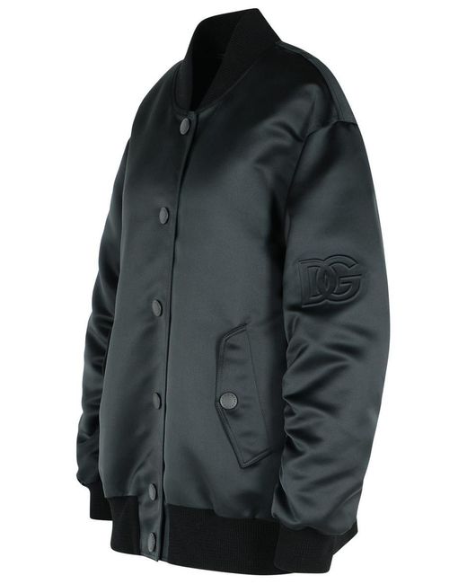 Dolce & Gabbana Black Polyester Bomber Jacket