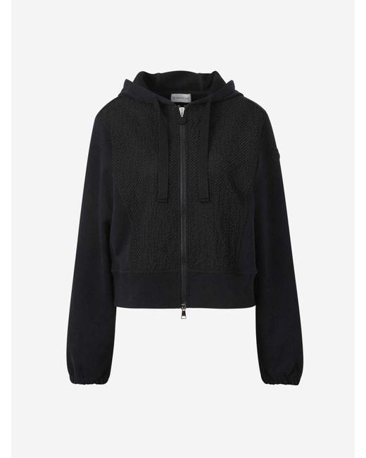 Moncler Black Plush Hooded Cardigan