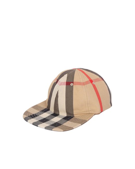 Burberry Cotton Reversible Baseball Cap With Vintage Check Motif By